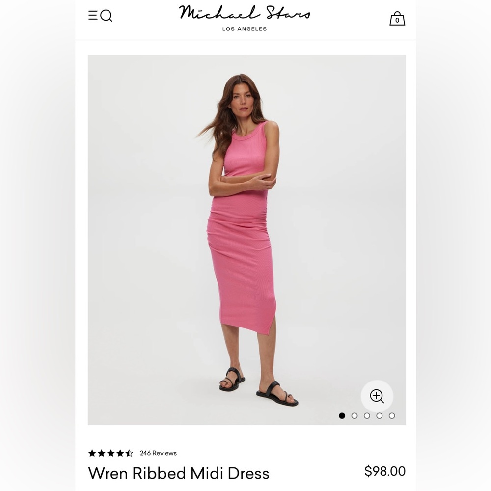 Michael Stars Pink Ribbed Bodycon Dress